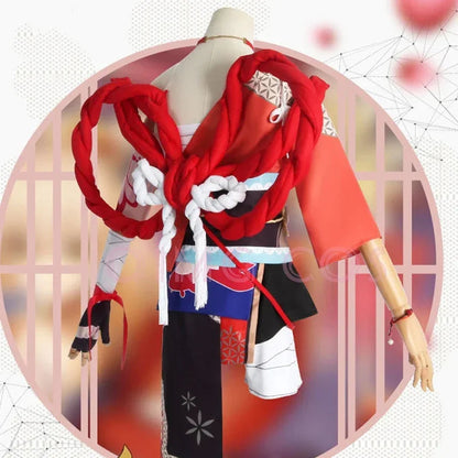 Genshin Impact Yoimiya Cosplay Costume Adult Carnival Uniform Wig Anime Halloween Party Costumes Masquerade Women Game SS69