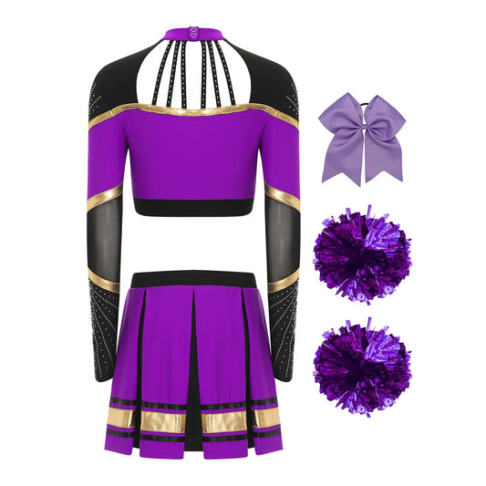 SS69 Women Cheerleading Performance Costume Set with Crop Top and Skirt