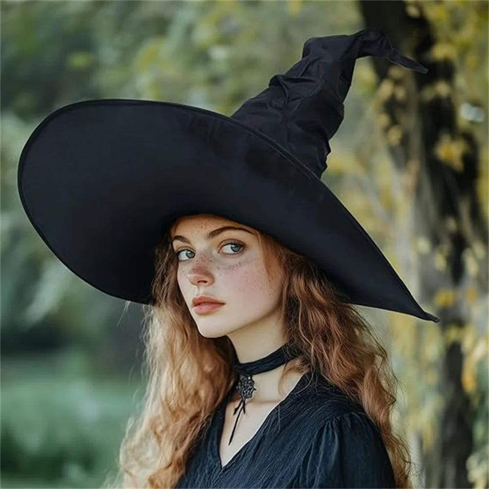 Halloween Folds Witch Wizard Black Hat Party Cosplay Costume Headgear Devil Cap Props Women Costume Accessory for Cosplay Party