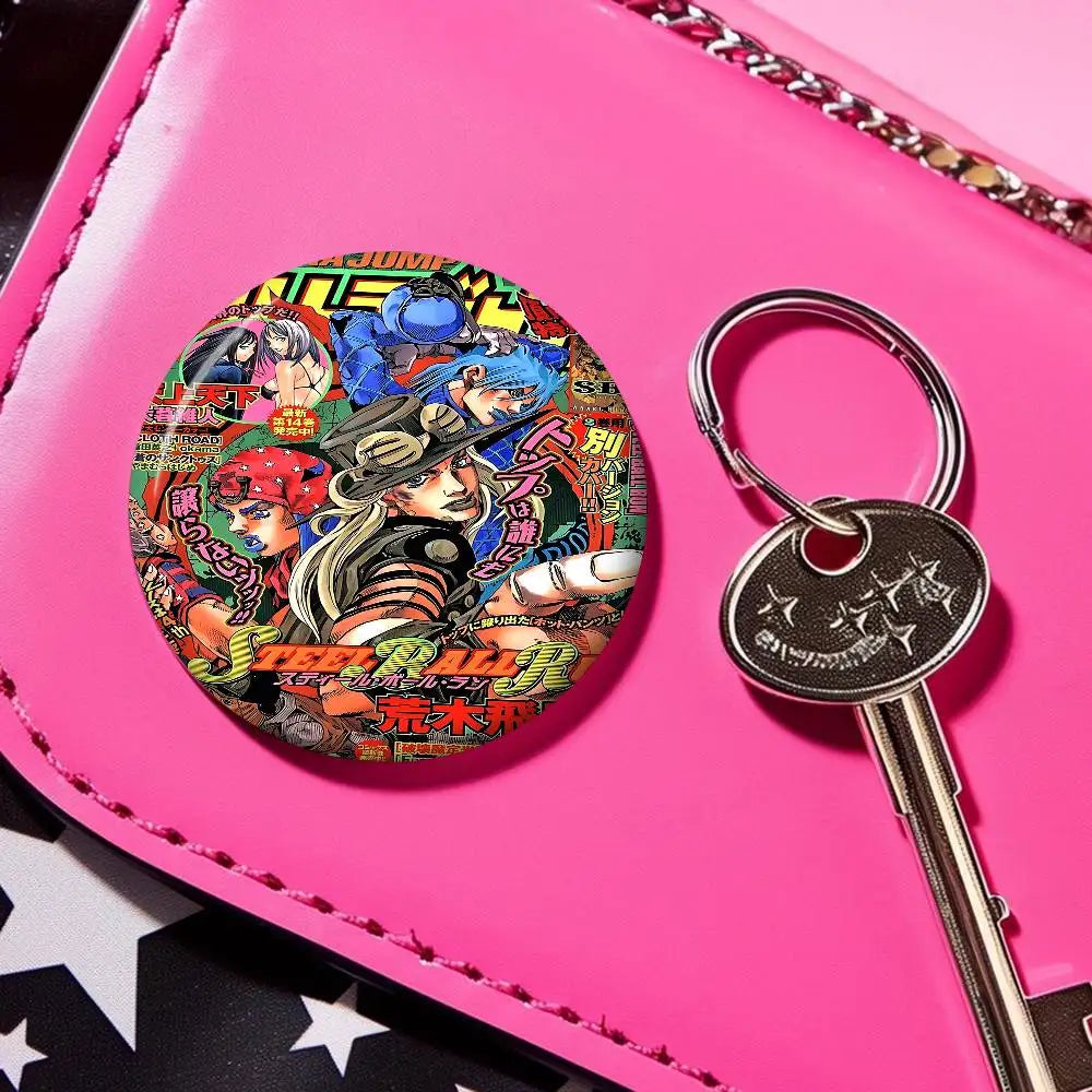 Anime JoJo Bizarre Adventure Soft Button Pin Round Metal Badge Lapel Pin Parts Gift Friends Kid Jewelry