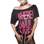 Nibber 2026 Summer New Trend Letter Print t-Shirt Women Skew Collar Leisuremusic Festival Hottie High Street Classic Clubwear