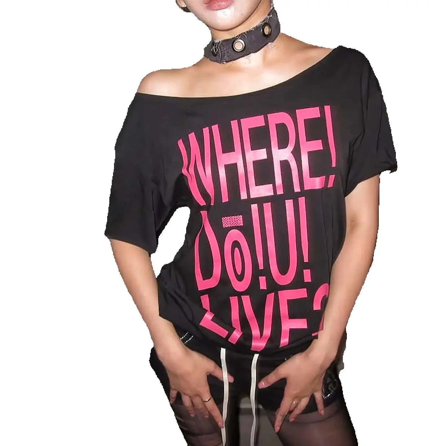 Nibber 2026 Summer New Trend Letter Print t-Shirt Women Skew Collar Leisuremusic Festival Hottie High Street Classic Clubwear