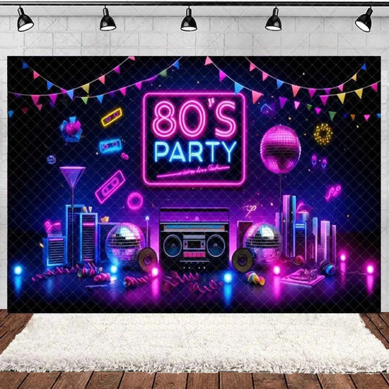 Retro Back to the 70s 80s 90s Backdrop Music Party Decorations Neon Light Graffiti Tapes Disco Background Photo Studio Supplies