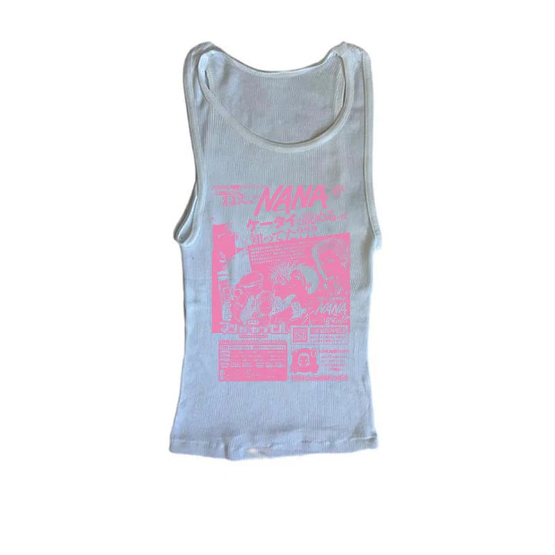 Y2k Nana Osaki Graphic T Shirts  Casual Harajuku Streetwear Japanese Clothes Fashion Rock Punk Sleeveless Tanks & Camis Coquette SS69 17.69 White4 / M