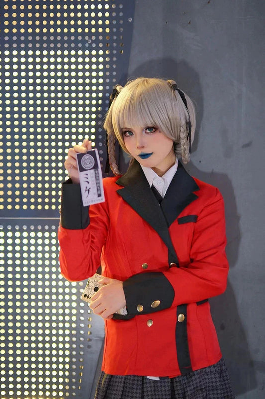 Anime Kakegurui Cosplay Costume Kirari Momobami Uniform Yumeko Sayaka Compulsive Gambler Japanese School Girl Pleated Skirt Suit SS69
