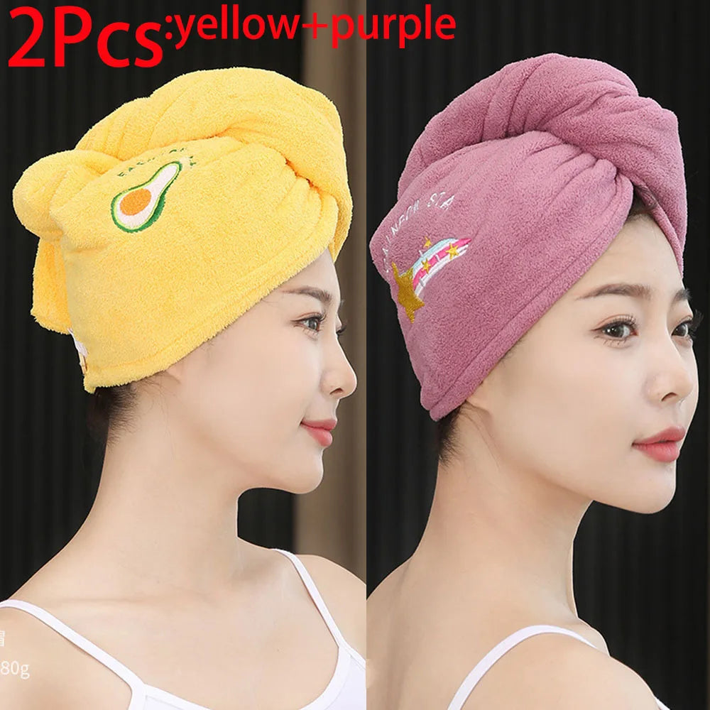 2pc Microfiber Hair Drying Towel & Shower Cap Set