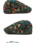 Women's Butterfly Embroidery Cotton Beret Hat - Adjustable Painter Cap