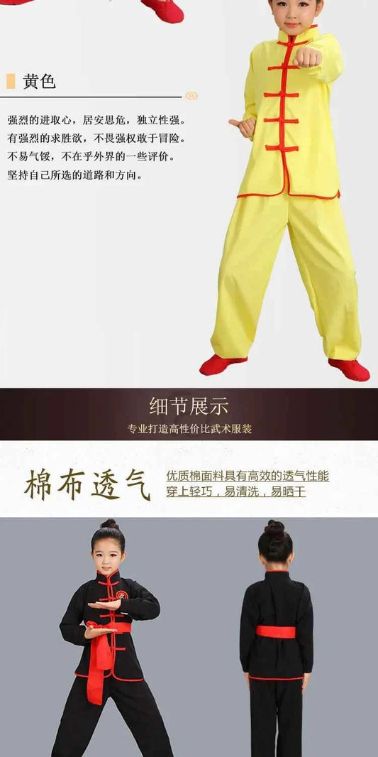Kids Kung Fu Uniform Men Women Chinese Clothes Children's Sets Performance Boy Set Tai Chi Outfit Girl Wushu Costume Tang Suit