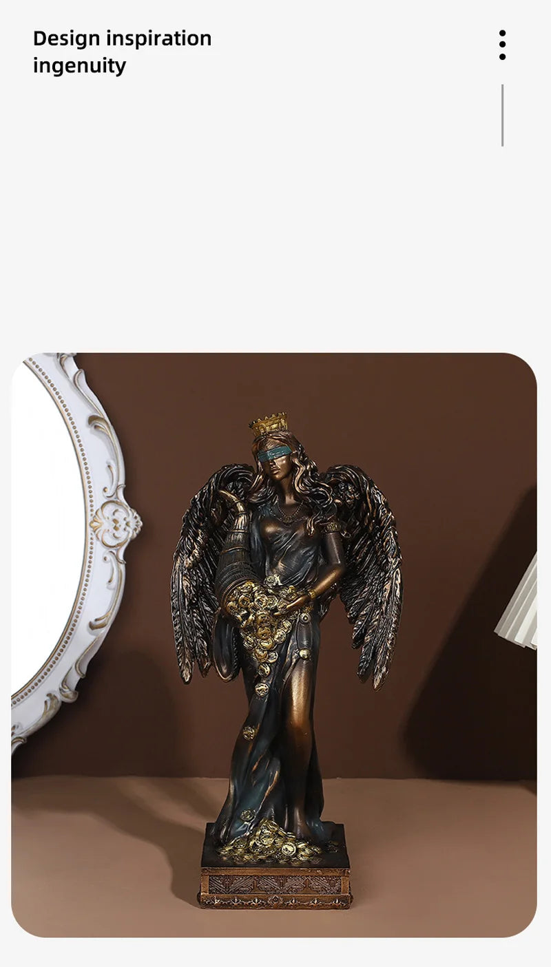 Greek Goddess of Fortune Resin Figurine - Antique Style Home Decor