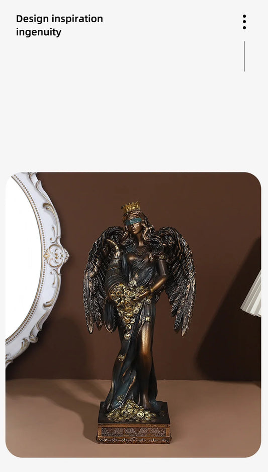 SS69 Greek Goddess of Fortune Resin Figurine Antique Style Home Decor