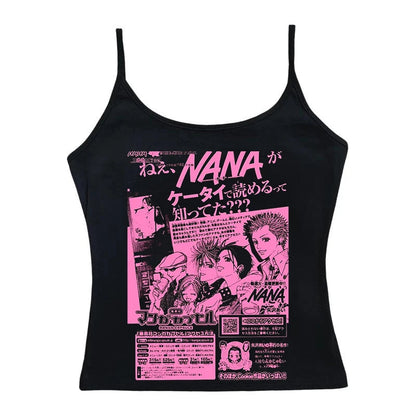 Y2k Nana Osaki Graphic T Shirts  Casual Harajuku Streetwear Japanese Clothes Fashion Rock Punk Sleeveless Tanks & Camis Coquette SS69 14.69 Black1 / L