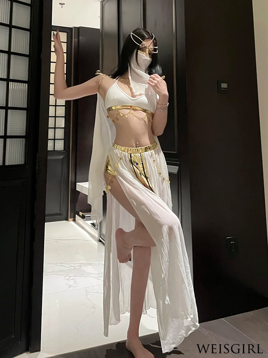 Belly Dance Costume Women's Sexy Arabian Princess Costume Fancy Indian Dance Embroider Bollywoods Jasmine Dress Egyptian Queen