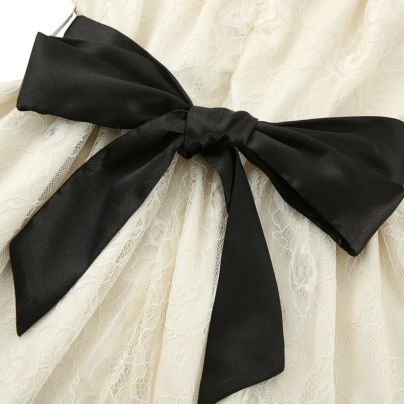 Xingqing 2024 Sweet Fairy Grunge Lace A Line Dresses Summer Women Patchwork Puff Sleeve Kawaii Dress 2000s Aesthetic Outfits SS69