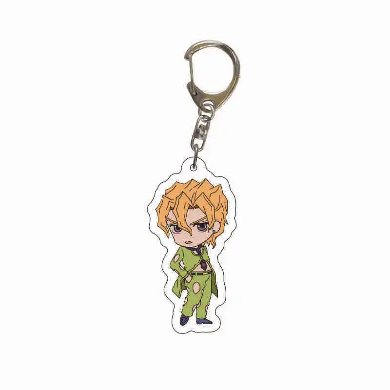 Anime Jojos Bizarre Adventure Keychains Cartoon Figure Acrylic Key Ring Kujo Jotaro Ghirga Narancia Bruno Key Chain Fans Gifts