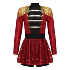 Inlzdz Women's Sequin Tassel Ringmaster Leotard Dress