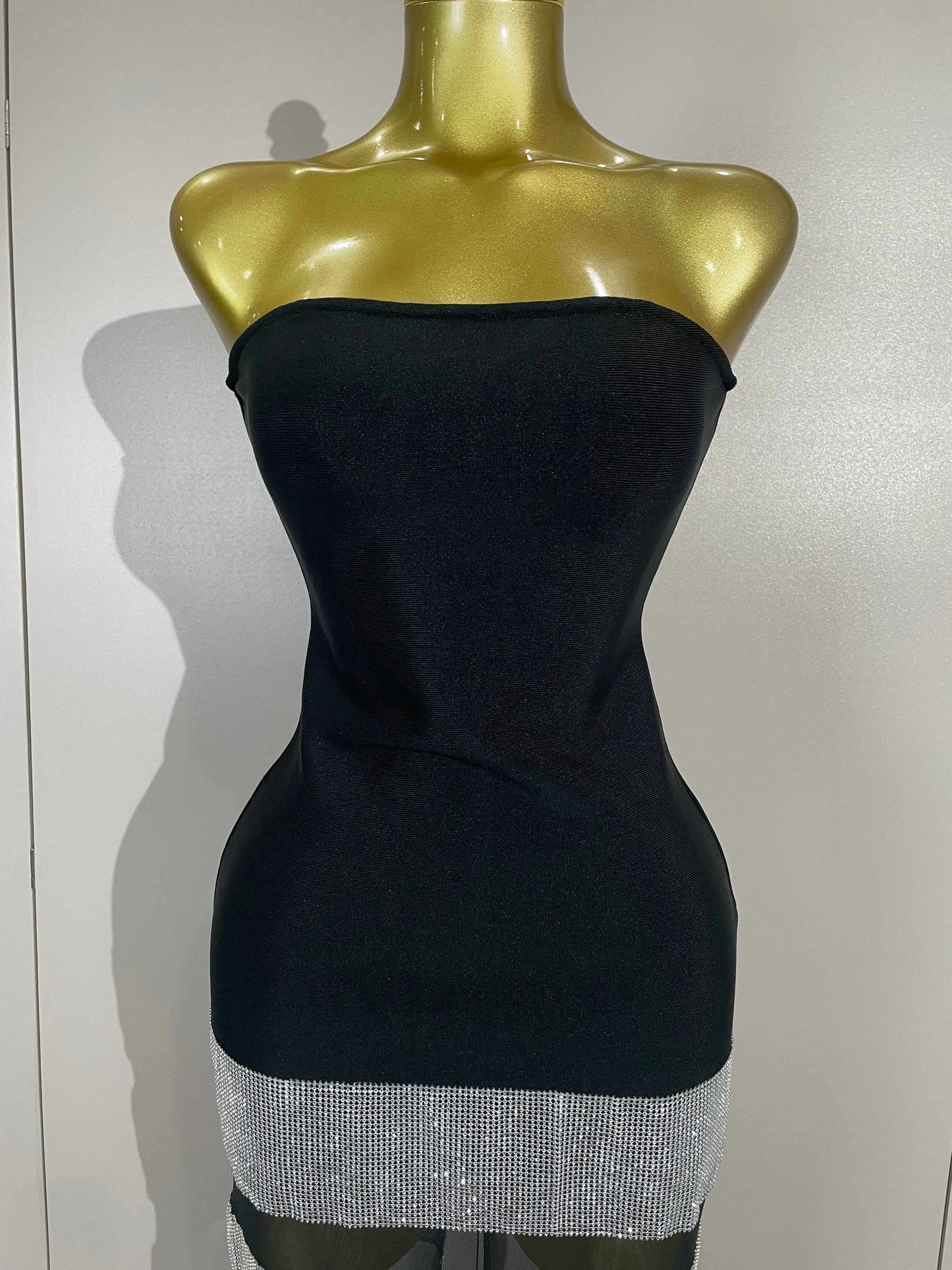 Elegangt Shiny Sexy Mesh Strapless Bodycon Long Bandage Dresses Women Club Birthday Evening Party Slim Celebrity Guest Dresses