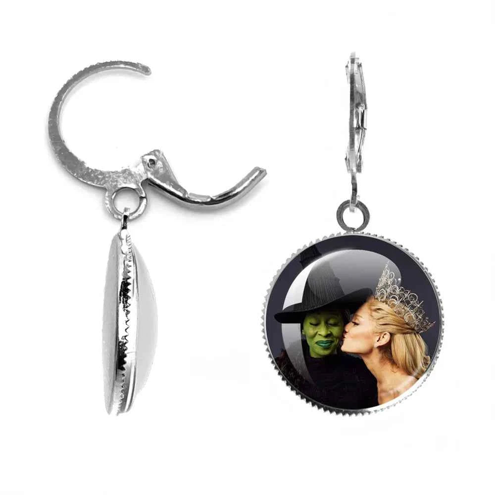 The Movie Wicked Elphaba&Linda Cosplay 20MM Glass Cabochon Earrings Jewelry Accessories Earring Jewelry Gift for Couple