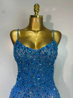 Luxury Rhinestones Sexy Mesh See Through Bodycon Dress Women Birthday Evening Cocktail party Gown Red Carpet Club Stage Outfit