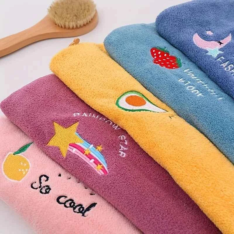 2pc Quick-Dry Super Absorbent Magic Microfiber Hair Drying Towel,Shower Cap & Turban,Soft Polyester Bath Hat with Button Closure