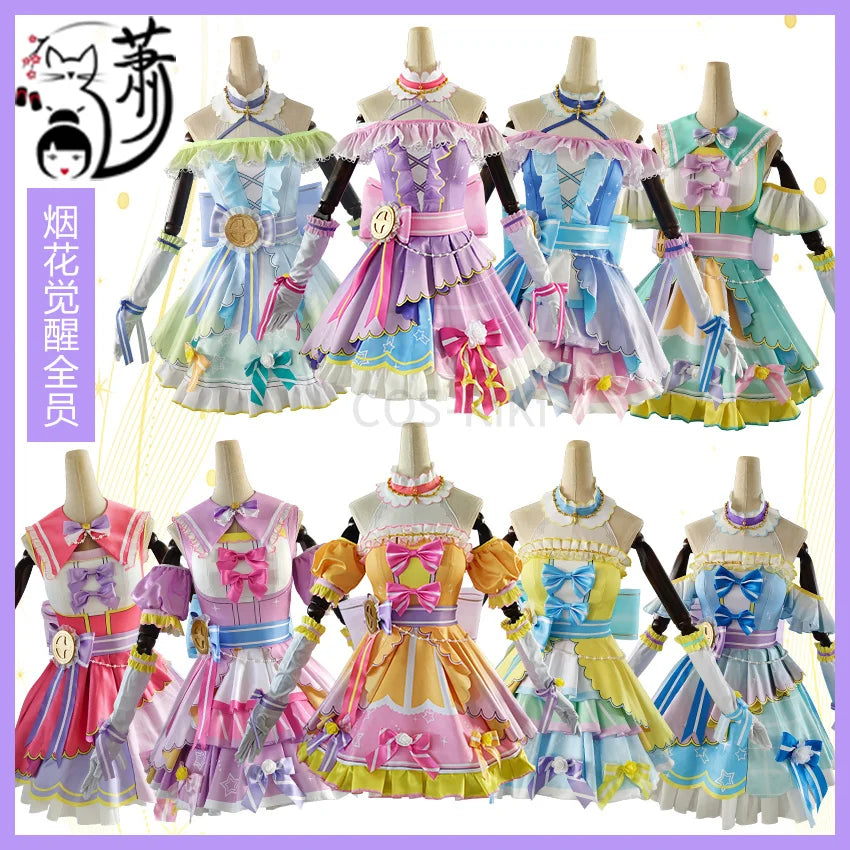 COS-KiKi Anime Lovelive Aqours Tojo Nozomi/Nishikino Maki All Members Fireworks Awakening Lolita Singing Suit Cosplay Costume SS69