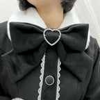 Japanese Sweet Winter Woolen Coat Lolita Style Cute Big Bow Fungus Edge Long Sleeve Slim Kawaii Girls Women Elegant Overcoat