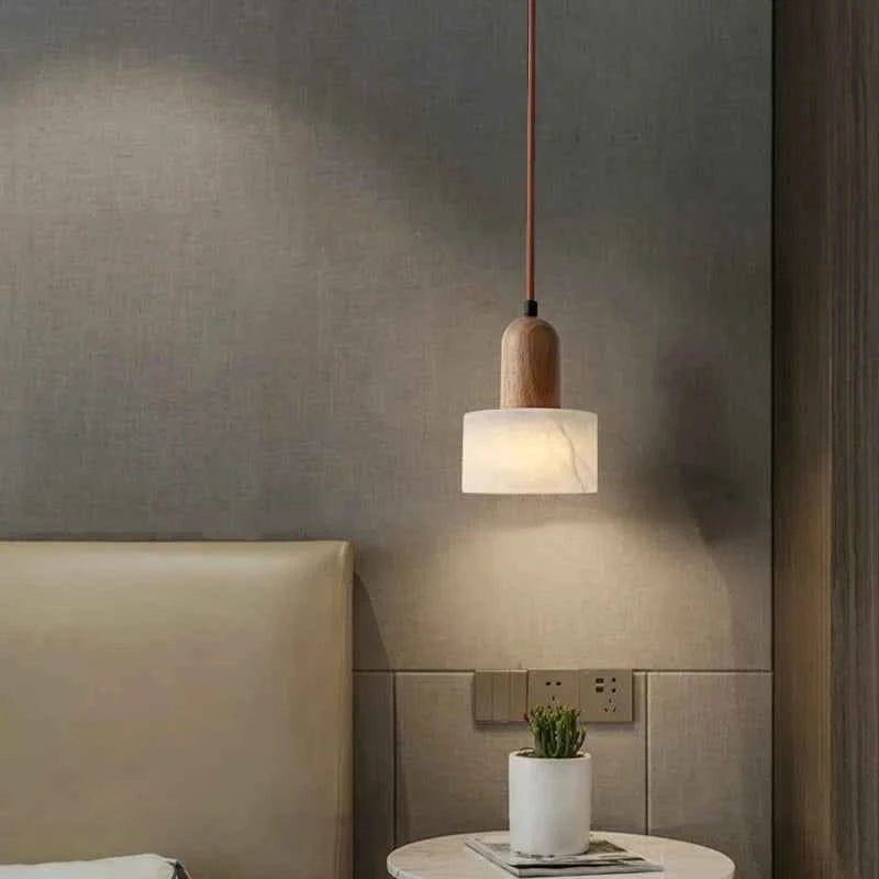 New marble master bedroom headboard chandelier new Chinese retro Wabi-Sabi advanced sense light luxury cable light