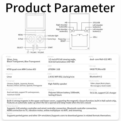 RG35XXSP Fold Handheld Game Consoles 3.5 Inch 640*480 IPS Screen 3300mAh Linux System HDMI-TV Output Retro Video Game Player SS69