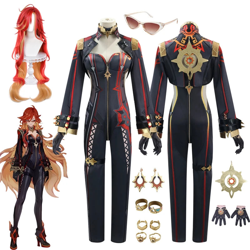 Mavuika Cosplay Costume Game Genshin Impact Uniform Earrings Sunglasses Pyro Archon Natlan God of War Halloween Party Women