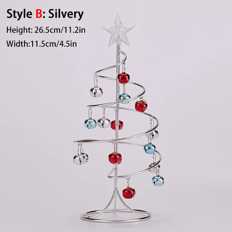 Iron Lace Christmas Tree Mini With Bell Star Desktop Ornament Ornament New Year Christmas Eve Gift Celebrate Party Xmas 2026
