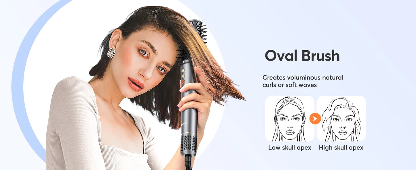 5-in-1 Hair Dryer Airstyler Ion Multistyler Hot Air Brush, 110,000 rpm with 32 mm Automatic Curling Iron, Straightener SS69