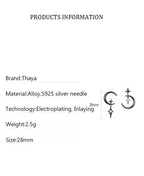 Thaya Original Design Star and Moon Earrings S925 Silver Needle Studs Earring For Women Vintage Earring Fashion Crystal Jewelry
