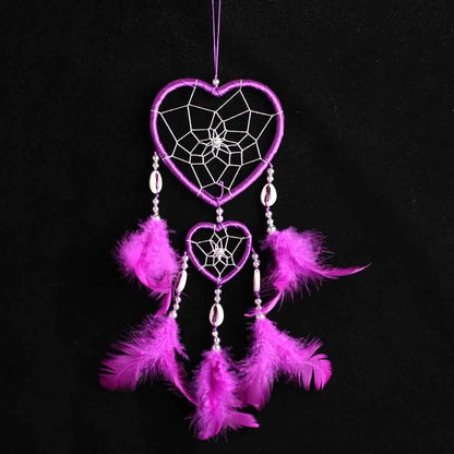 Indian Pink Purple Feather Dreamcatcher Love Wall Hanging Room Decor Handmade Aesthetic Retro Dream Catcher Wind Chime Ornament