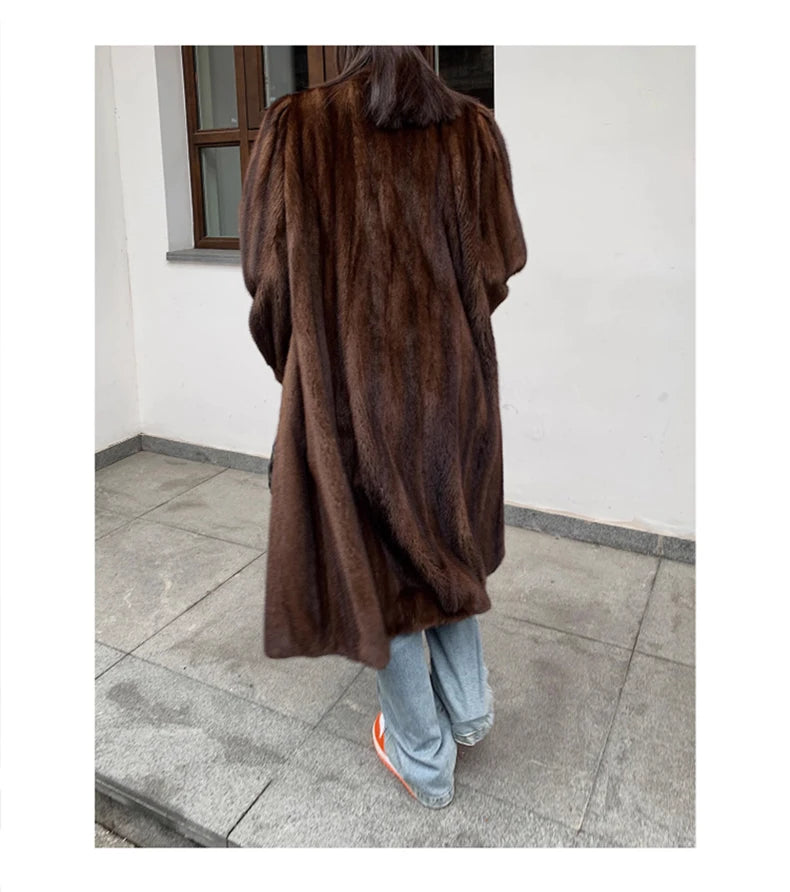 Lautaro Women's Long Faux Mink Fur Coat - Thick Warm Winter Overcoat