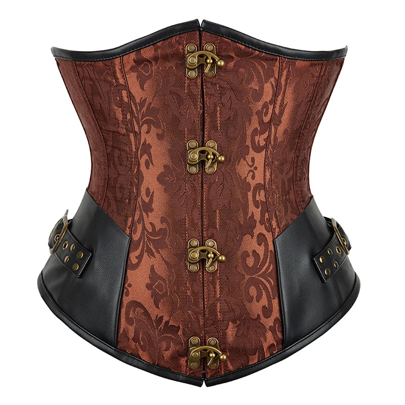 Women's Jacquard Underbust Corset Belt with Lace-Up Front