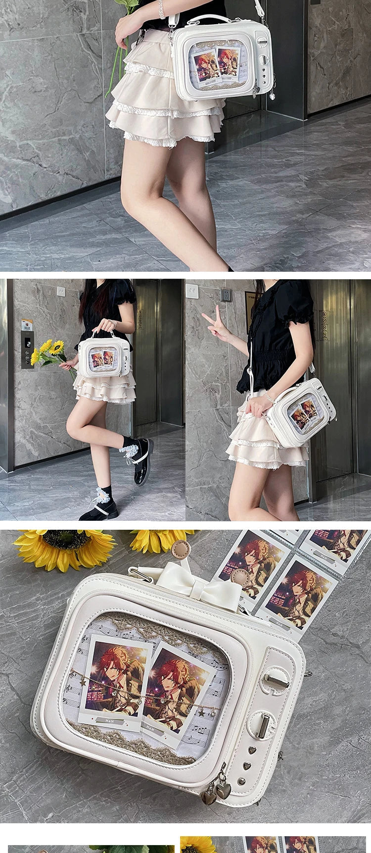Novelty Tv Shape Ita Bag Retro Television Women Shoulder Bag Design Ita Backpack with Inserts Gilrs Crossbody Bag SS69