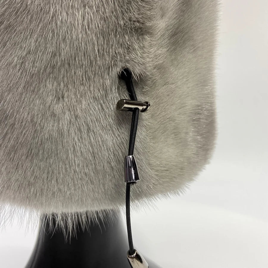 Women's Real Mink Fur Bucket Hat - Warm Winter Dome Cap