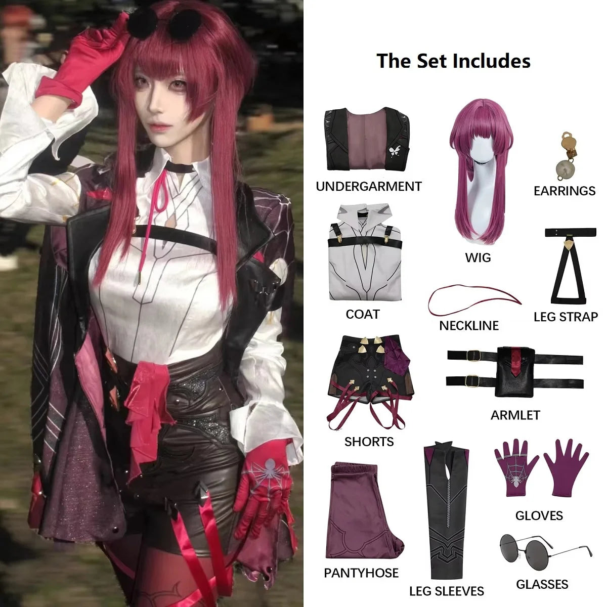 Honkai Star Rail Kafka Cosplay Costume Set with Wig - Women's Trench Uniform