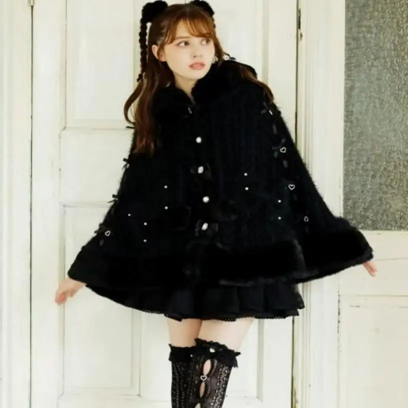 Godivana Lolita Faux Fur Cape with Batwing Sleeves
