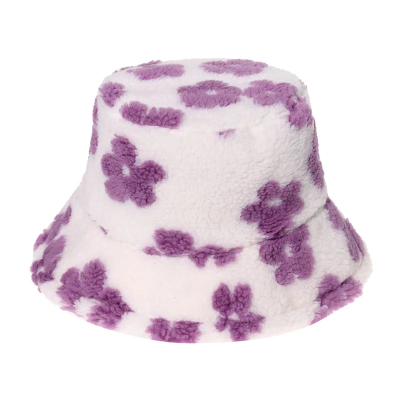 Winter Bucket Hat Women's Fashion Leopard Panama Warm Hats Female Vintage Faux Fur Fisherman Cap Hats For Women Dropshipping