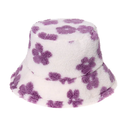 Winter Bucket Hat Women's Fashion Leopard Panama Warm Hats Female Vintage Faux Fur Fisherman Cap Hats For Women Dropshipping