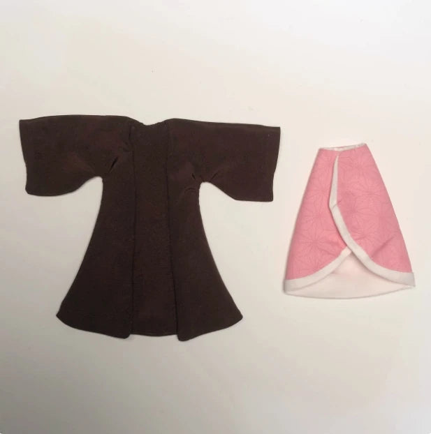 Handmade 1/12 Classic Anime Character Kamado Nezuko Coffee Colored Kimono Pink Skirt Set Fit shf Action Figures Body Model SS69 39.69 SET / no head body