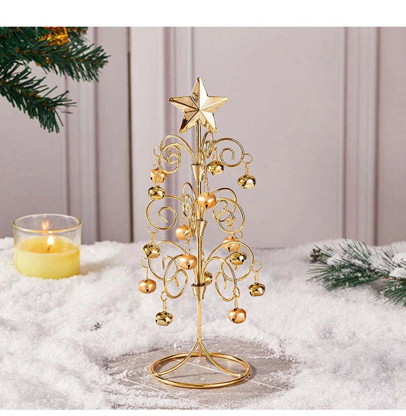 Iron Lace Christmas Tree Mini With Bell Star Desktop Ornament Ornament New Year Christmas Eve Gift Celebrate Party Xmas 2026