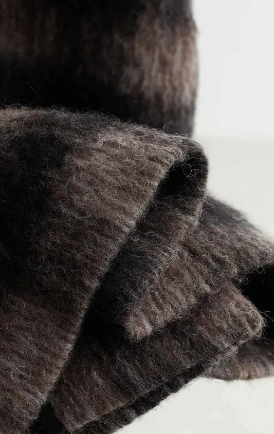 Plaid Coat~ Retro Style Horn Button Mid-Length Coat Women's Alpaca Wool Coat 2025 Winter British Style