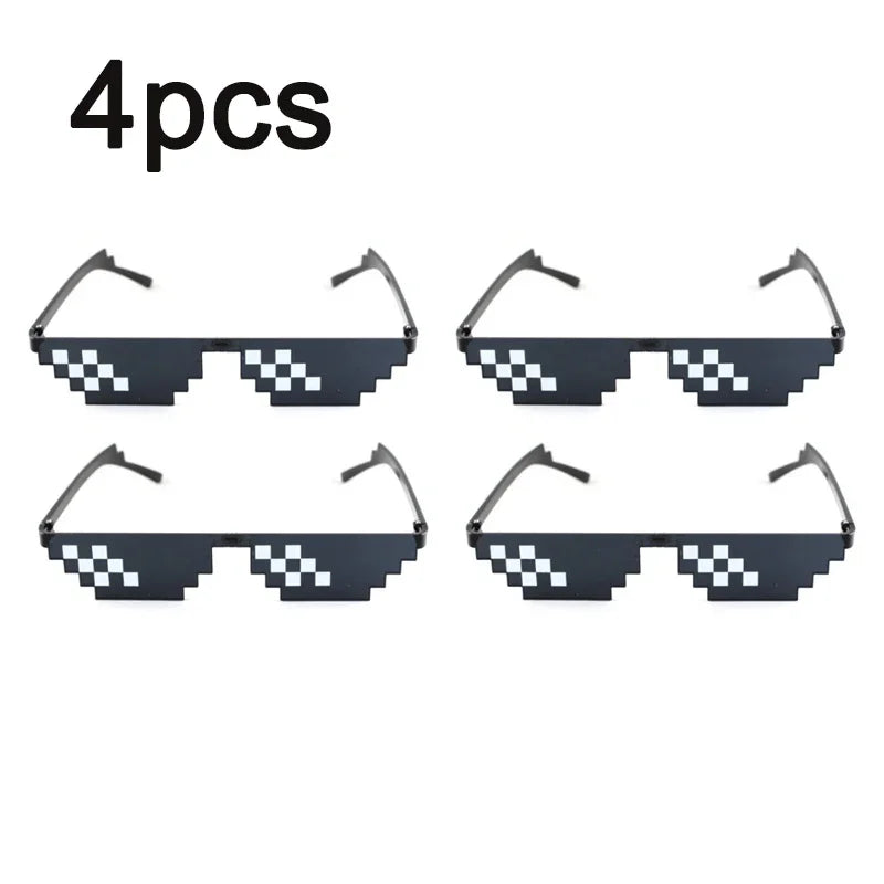 Pixelated Sunglasses with Mirror Lenses - Vintage Rimless Shades