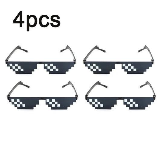 1-8pcs Mosaic Sunglasses Cool Party Vintage Shades Eyewear For Men Pixelated Sunglasses Funny Women Glasses