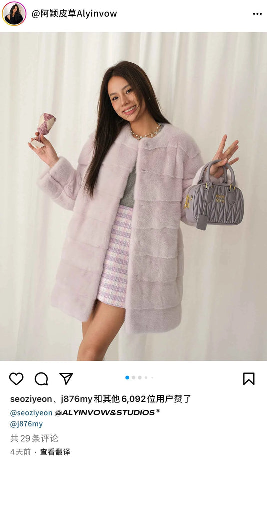 HDHOHR 2025 New 100% Real Mink Fur Coat Women Fashion Essential Natural Mink Fur Jackets Warm Royel Blue Winter Fur Coat