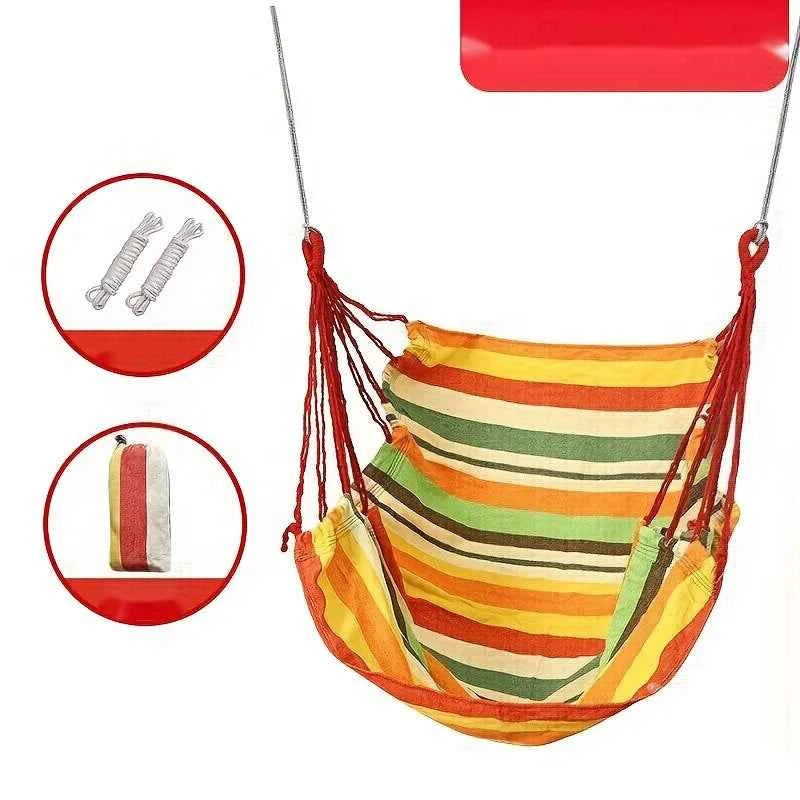 Outdoor Thickened Canvas Hammock/hammock accessories，Camping Outdoor Swing Net Hed Anti Rollover Striped Hanging Chair Hammock