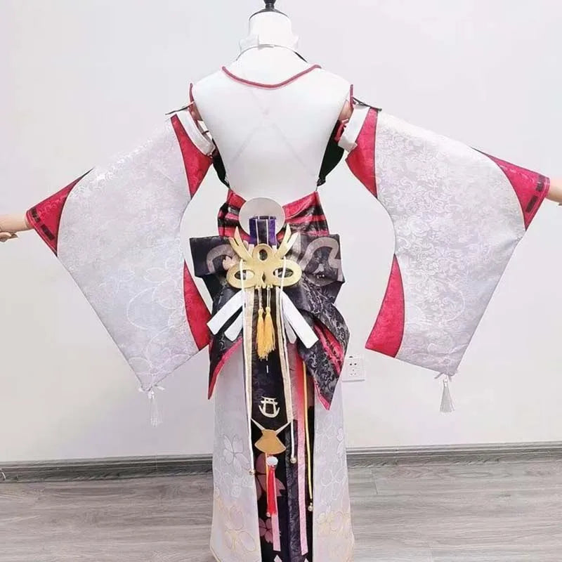 Genshin Impact Yae Miko Cosplay Costume with Wig, Ears, and Tail
