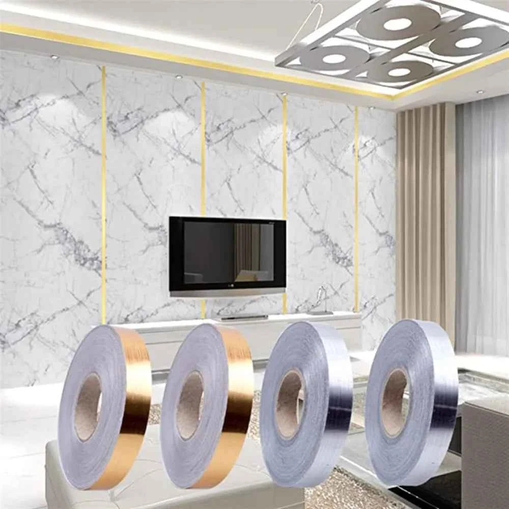 New 50M Gold Black Self-Adhesive Tile Stickers Tape Floor Waterproof Wall Gap Sealing Strip Tile Beauty Seam Sticker Home Decor
