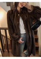 Lautaro Women's Long Faux Mink Fur Coat - Thick Warm Winter Overcoat